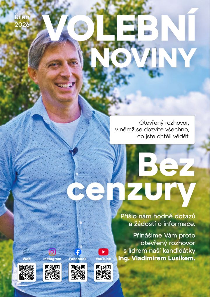 Titulní strana Volebních novin s Ing. Vladimírem Lusíkem